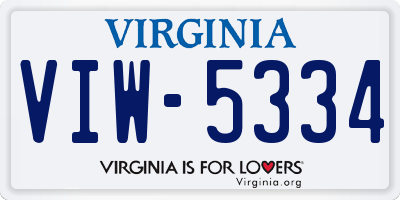 VA license plate VIW5334