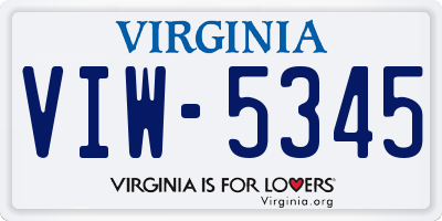 VA license plate VIW5345