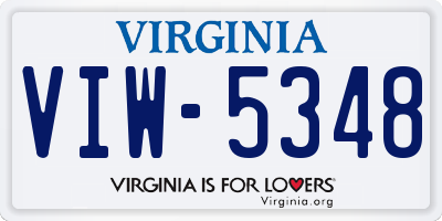 VA license plate VIW5348