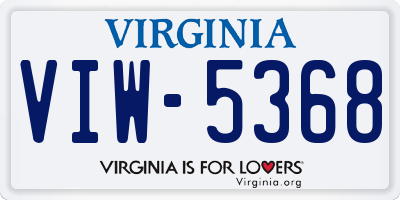 VA license plate VIW5368