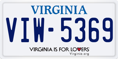 VA license plate VIW5369