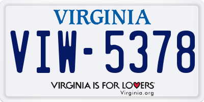 VA license plate VIW5378