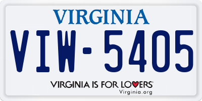 VA license plate VIW5405