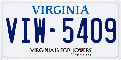 VA license plate VIW5409