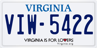 VA license plate VIW5422