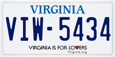 VA license plate VIW5434