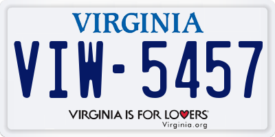 VA license plate VIW5457