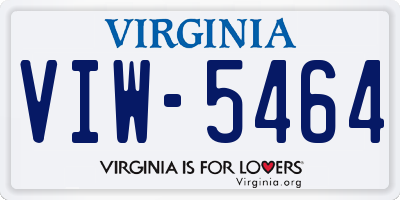 VA license plate VIW5464
