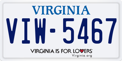 VA license plate VIW5467