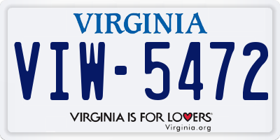 VA license plate VIW5472