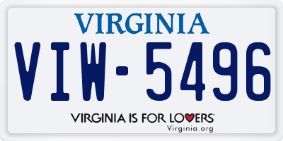 VA license plate VIW5496