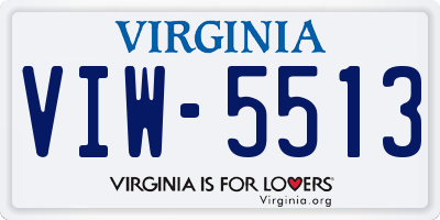 VA license plate VIW5513