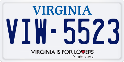 VA license plate VIW5523