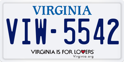 VA license plate VIW5542