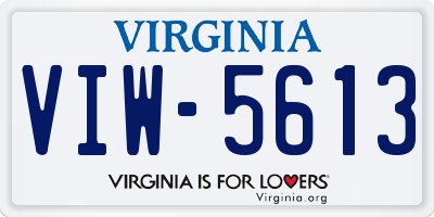 VA license plate VIW5613