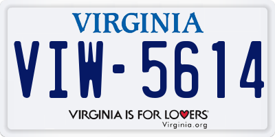 VA license plate VIW5614