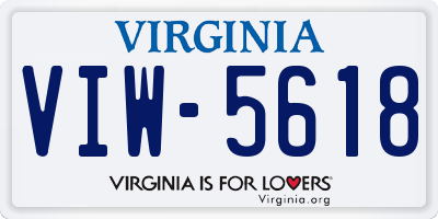 VA license plate VIW5618