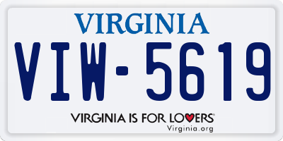 VA license plate VIW5619