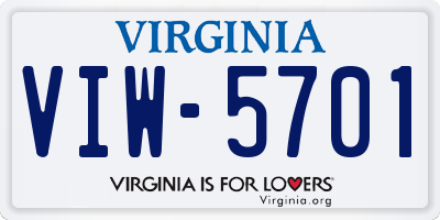 VA license plate VIW5701