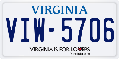 VA license plate VIW5706