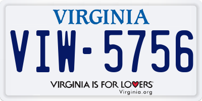 VA license plate VIW5756