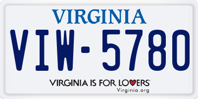 VA license plate VIW5780