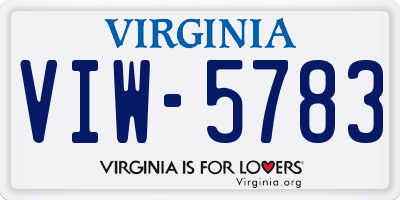 VA license plate VIW5783
