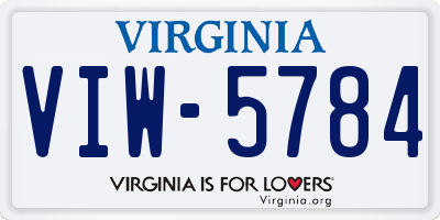 VA license plate VIW5784