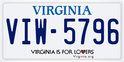 VA license plate VIW5796