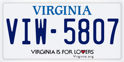 VA license plate VIW5807