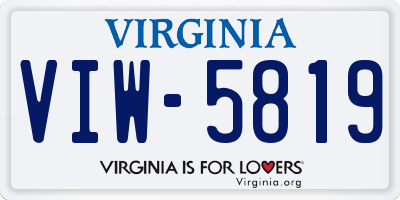 VA license plate VIW5819