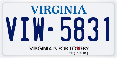VA license plate VIW5831
