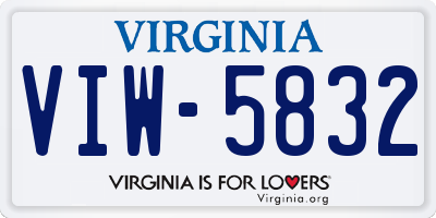 VA license plate VIW5832