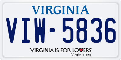 VA license plate VIW5836