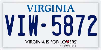 VA license plate VIW5872
