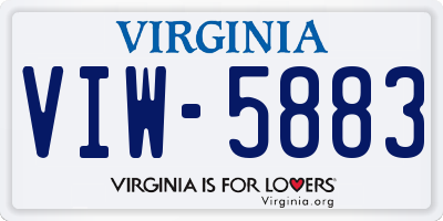 VA license plate VIW5883