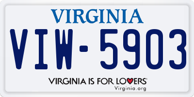 VA license plate VIW5903