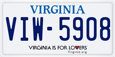 VA license plate VIW5908