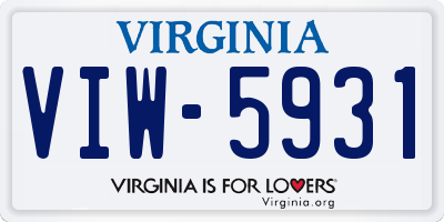 VA license plate VIW5931