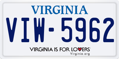 VA license plate VIW5962