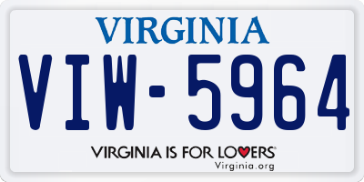 VA license plate VIW5964
