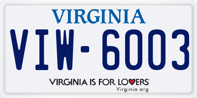 VA license plate VIW6003