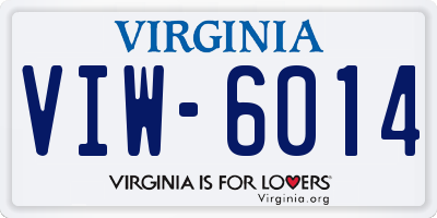 VA license plate VIW6014