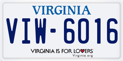VA license plate VIW6016