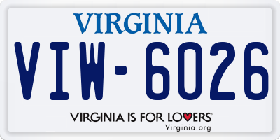 VA license plate VIW6026
