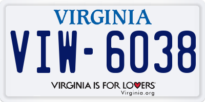 VA license plate VIW6038