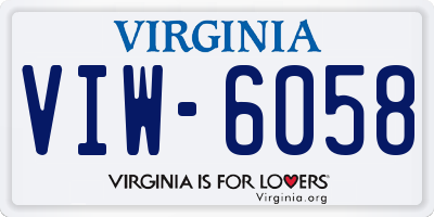 VA license plate VIW6058