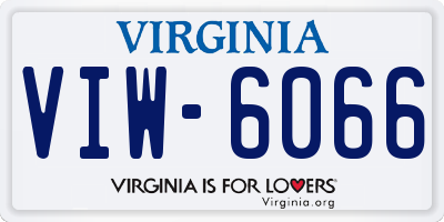 VA license plate VIW6066