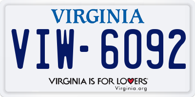 VA license plate VIW6092