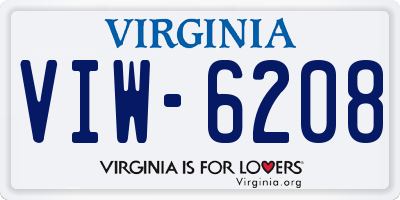 VA license plate VIW6208